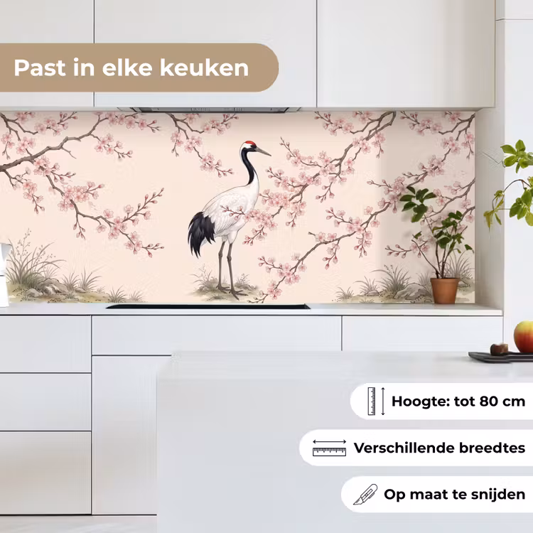 Keuken achterwand - Aziatisch - Kraanvogel - Beige — 7