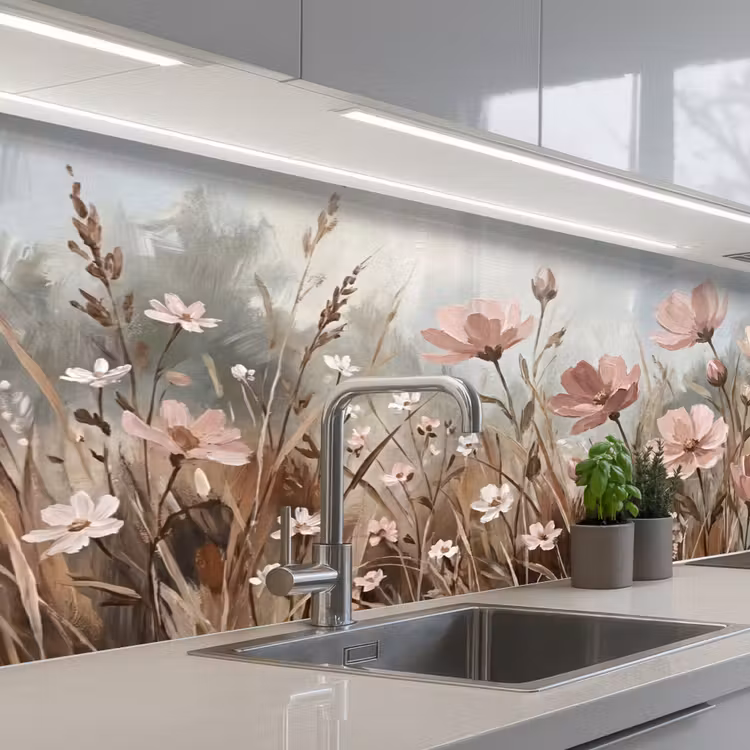 Keuken achterwand - Bloemen - Botanisch - Schilderij - Pastel - Rustiek — 2