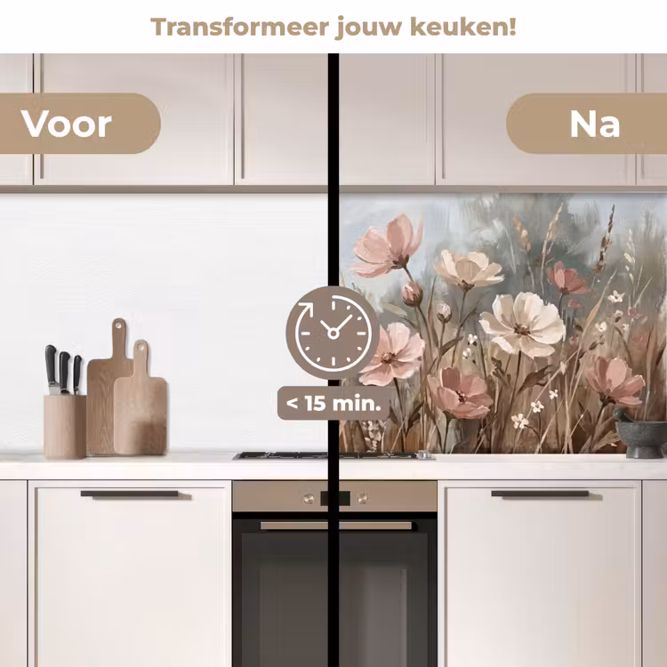 Keuken achterwand - Bloemen - Botanisch - Schilderij - Pastel - Rustiek — 3