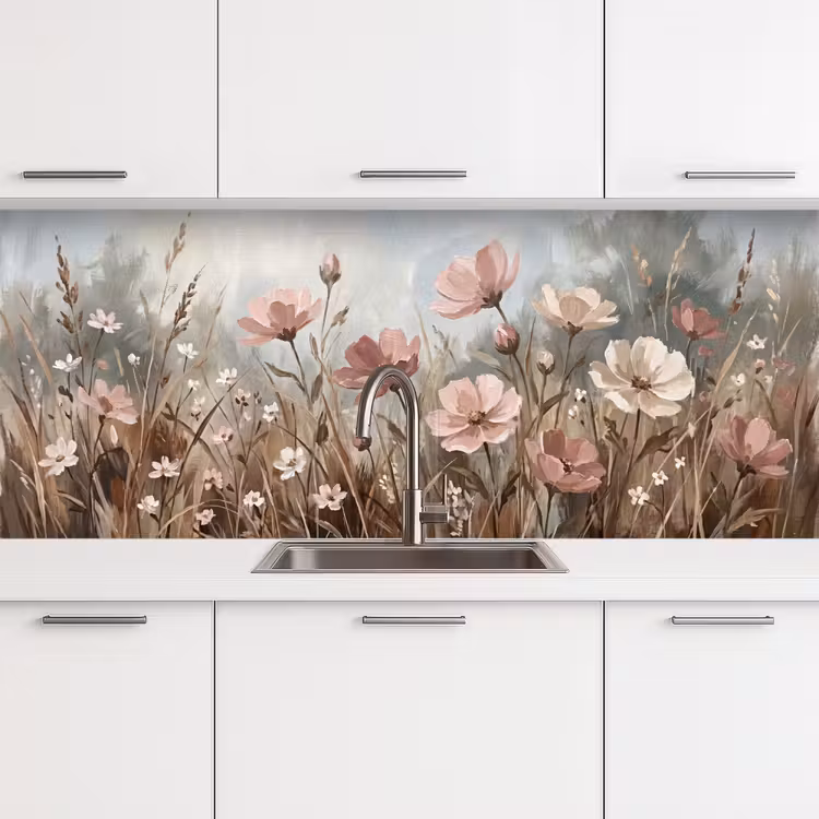 Keuken achterwand - Bloemen - Botanisch - Schilderij - Pastel - Rustiek — 4