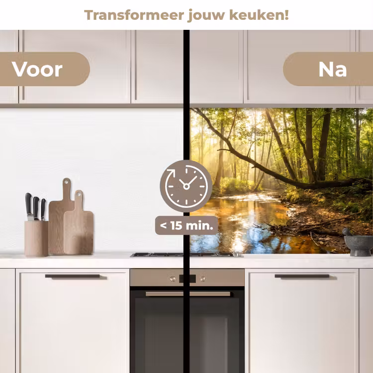 Keuken achterwand - Bos - Beek - Zonlicht - Natuur - Groen — 3