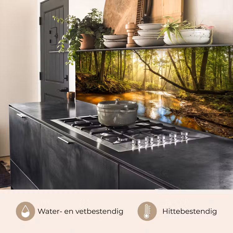 Keuken achterwand - Bos - Beek - Zonlicht - Natuur - Groen — 5