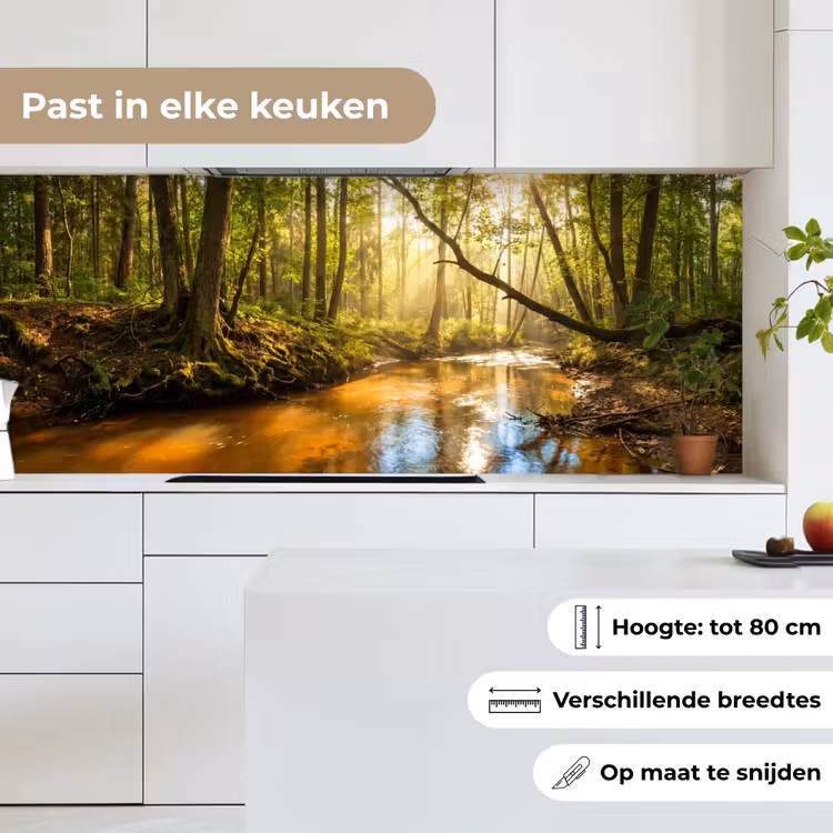 Keuken achterwand - Bos - Beek - Zonlicht - Natuur - Groen — 7