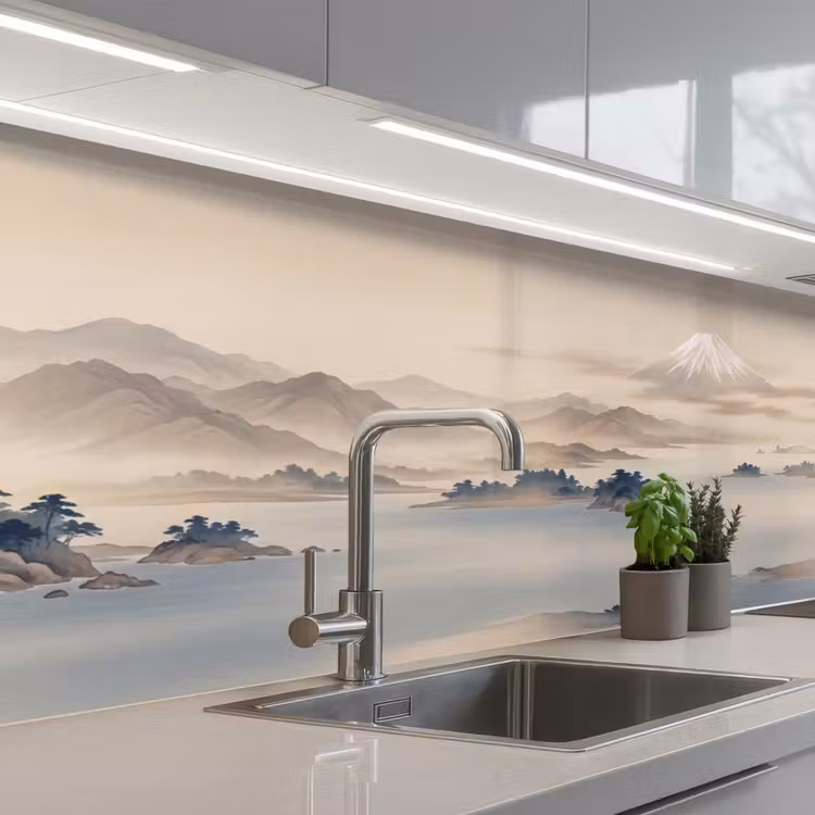 Keuken achterwand - Japans - Landschap - Beige — 2