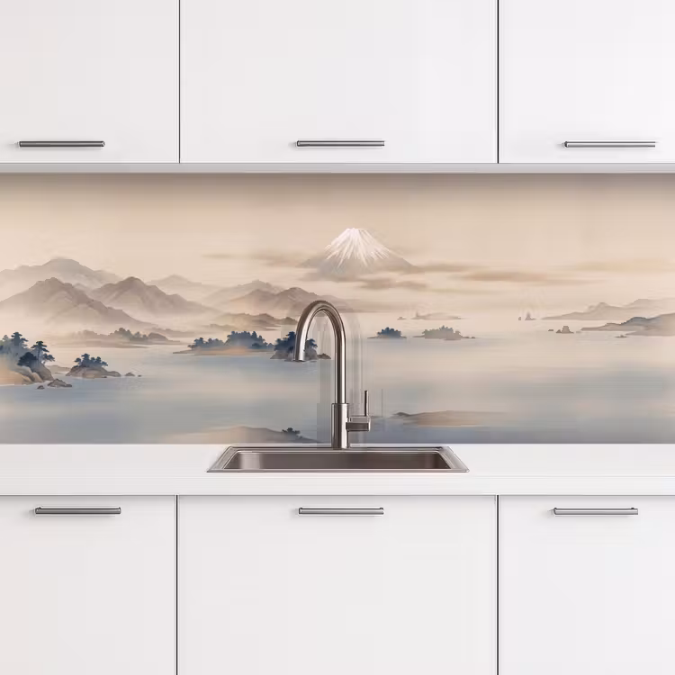 Keuken achterwand - Japans - Landschap - Beige — 4