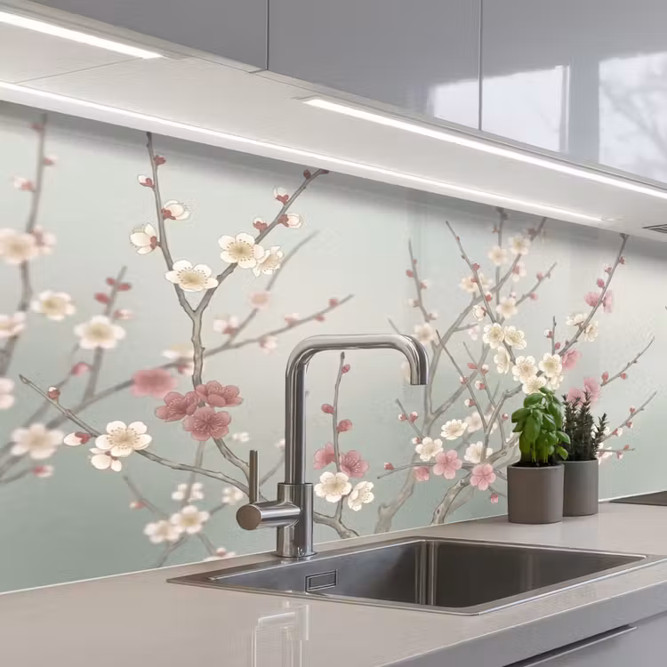 Keuken achterwand - Kersen - Bloesem - Groen — 2