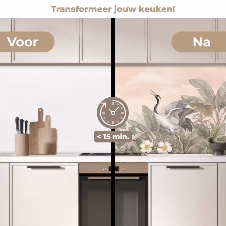 Keuken achterwand - Kraanvogels - Natuur - Roze — 3