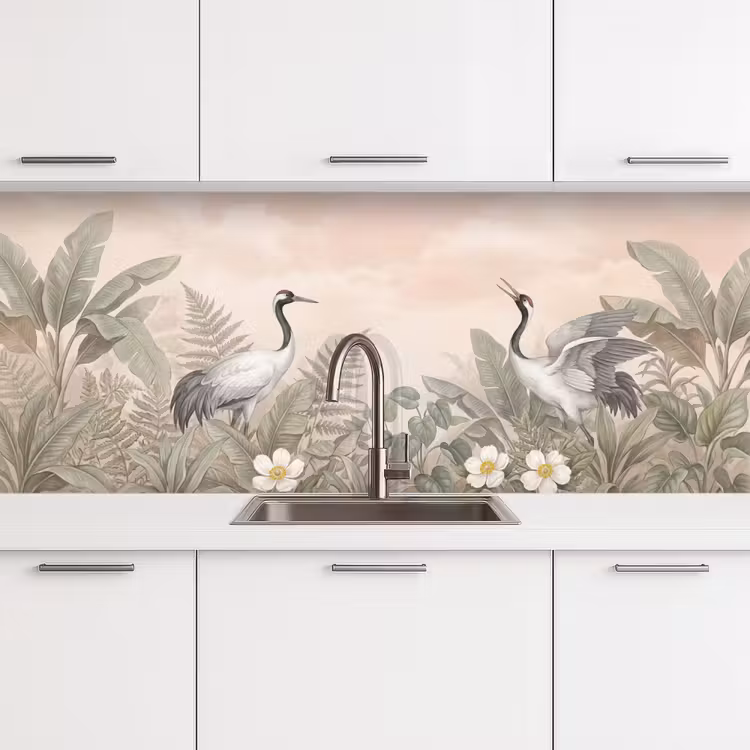 Keuken achterwand - Kraanvogels - Natuur - Roze — 4