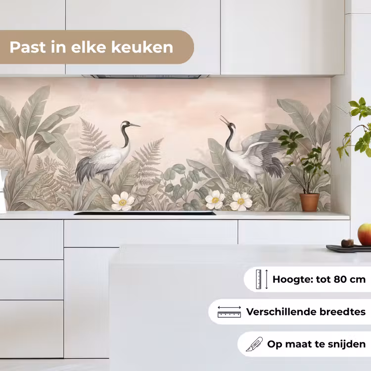 Keuken achterwand - Kraanvogels - Natuur - Roze — 7