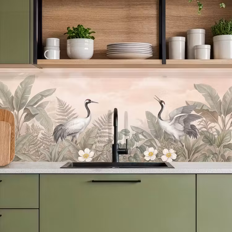 Keuken achterwand - Kraanvogels - Natuur - Roze — 8