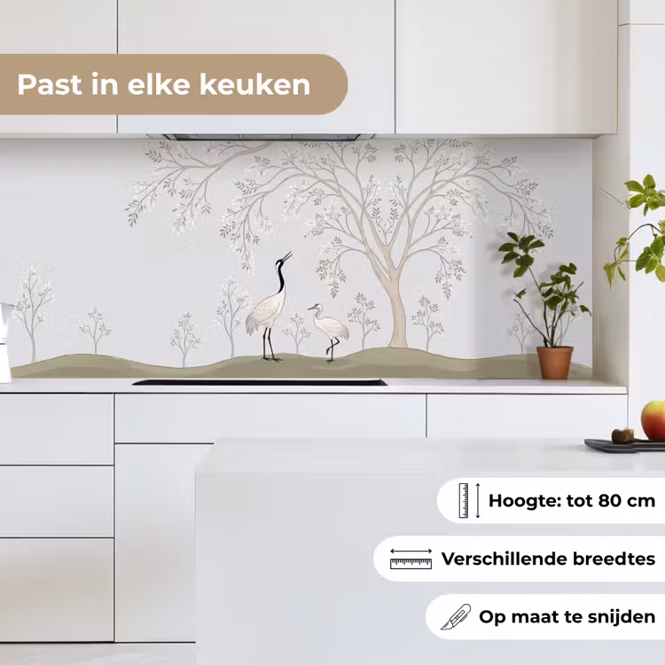 Keuken achterwand - Minimalistisch - Kraanvogels - Blauw — 7