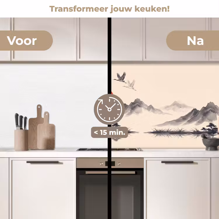 Keuken achterwand - Oosters - Kraanvogels - Landschap — 3