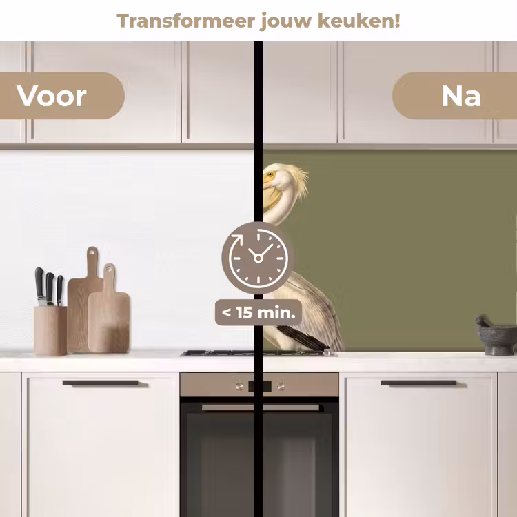 Keuken achterwand - Pelikaan - Wit - Vogel - Klassiek - Natuur — 3