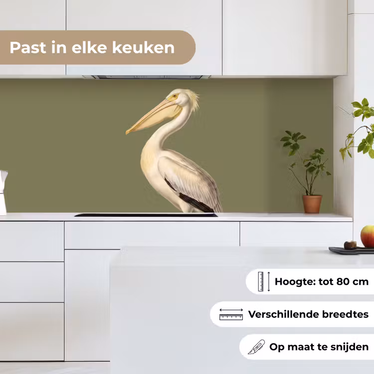 Keuken achterwand - Pelikaan - Wit - Vogel - Klassiek - Natuur — 7