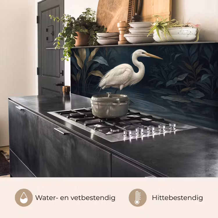 Keuken achterwand - Reiger - Water - Natuur - Modern - Wit — 5