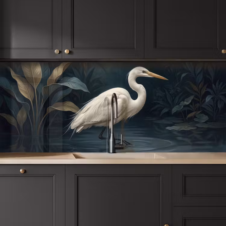 Keuken achterwand - Reiger - Water - Natuur - Modern - Wit — 6