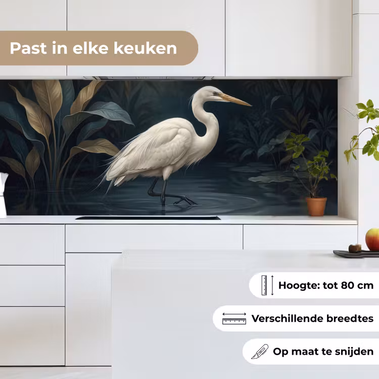 Keuken achterwand - Reiger - Water - Natuur - Modern - Wit — 7