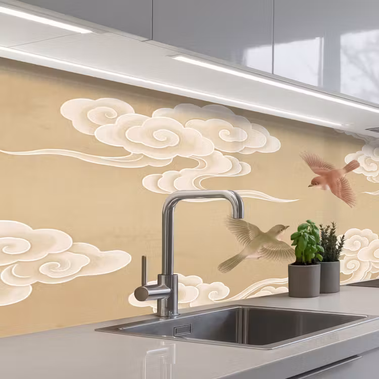 Keuken achterwand - Vogels - Vliegen - Beige — 2