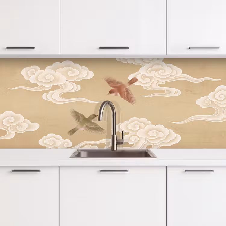 Keuken achterwand - Vogels - Vliegen - Beige — 4