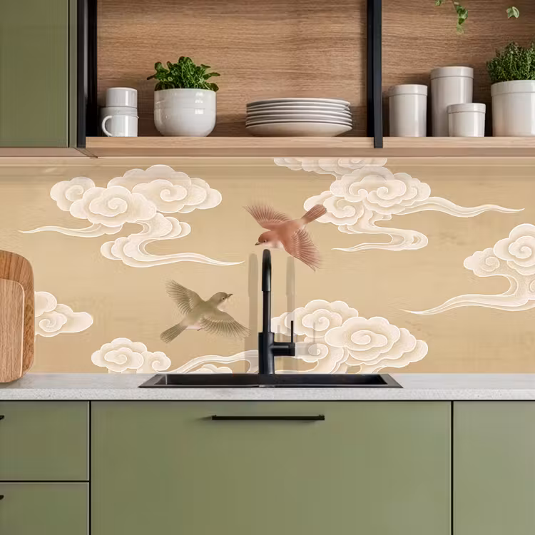 Keuken achterwand - Vogels - Vliegen - Beige — 8