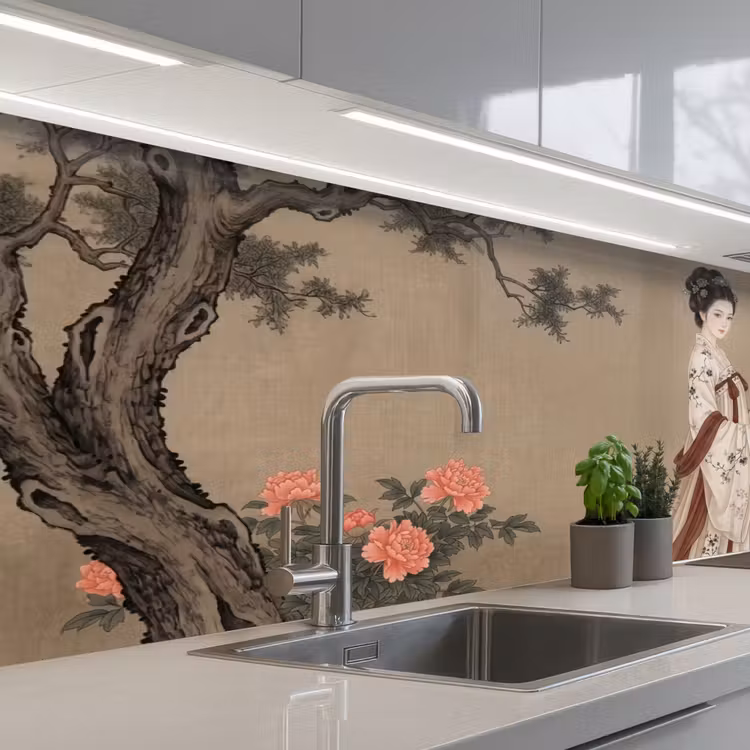 Keuken achterwand - Vrouw - Azië - Kunst - Beige — 2
