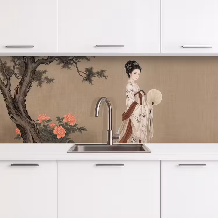 Keuken achterwand - Vrouw - Azië - Kunst - Beige — 4