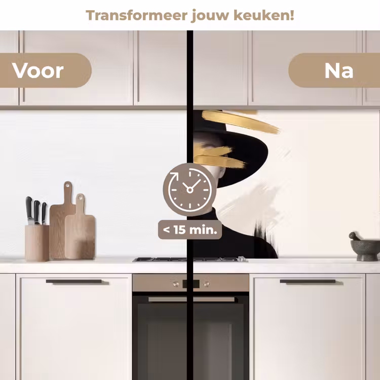 Keuken achterwand - Vrouw - Portret - Modern - Goud - Kunst — 3