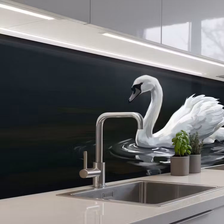 Keuken achterwand - Zwaan - Water - Natuur - Realistisch - Wit — 2