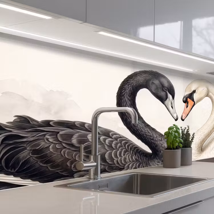 Keuken achterwand - Zwanen - Hartvorm - Dieren — 2