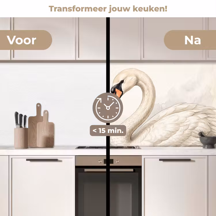 Keuken achterwand - Zwanen - Hartvorm - Dieren — 3