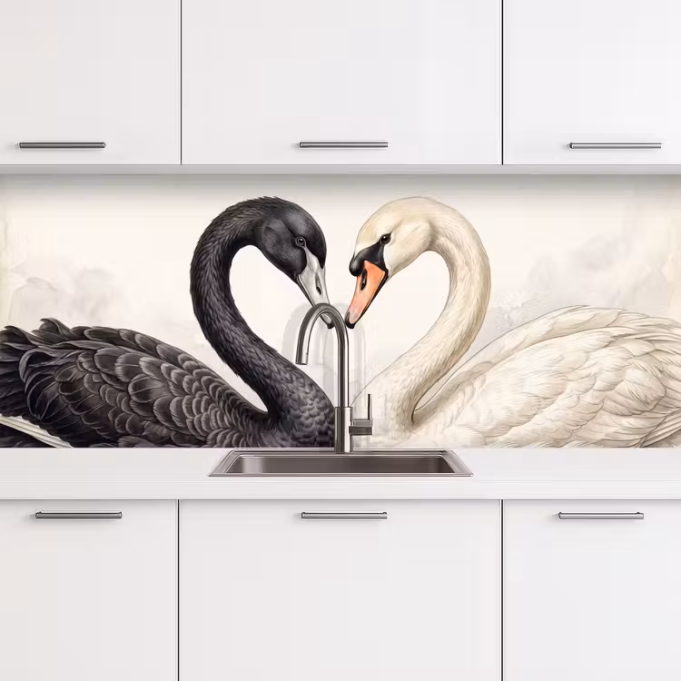 Keuken achterwand - Zwanen - Hartvorm - Dieren — 4