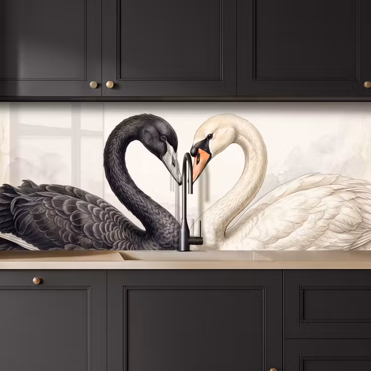 Keuken achterwand - Zwanen - Hartvorm - Dieren — 6