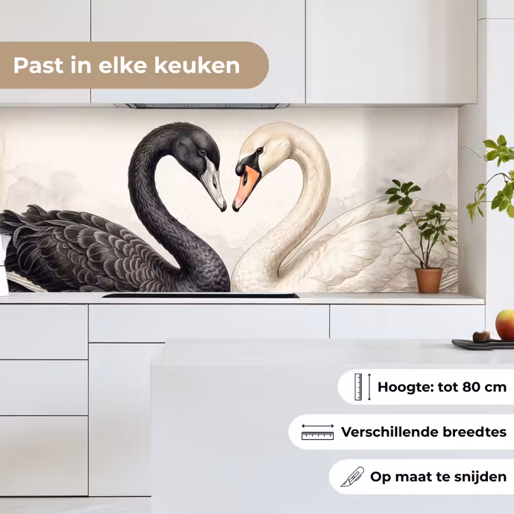 Keuken achterwand - Zwanen - Hartvorm - Dieren — 7