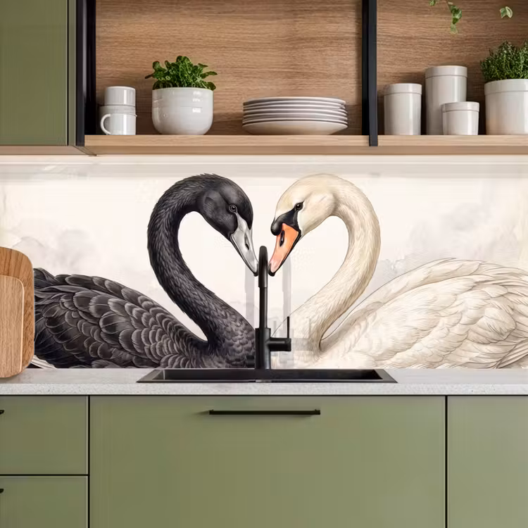 Keuken achterwand - Zwanen - Hartvorm - Dieren — 8