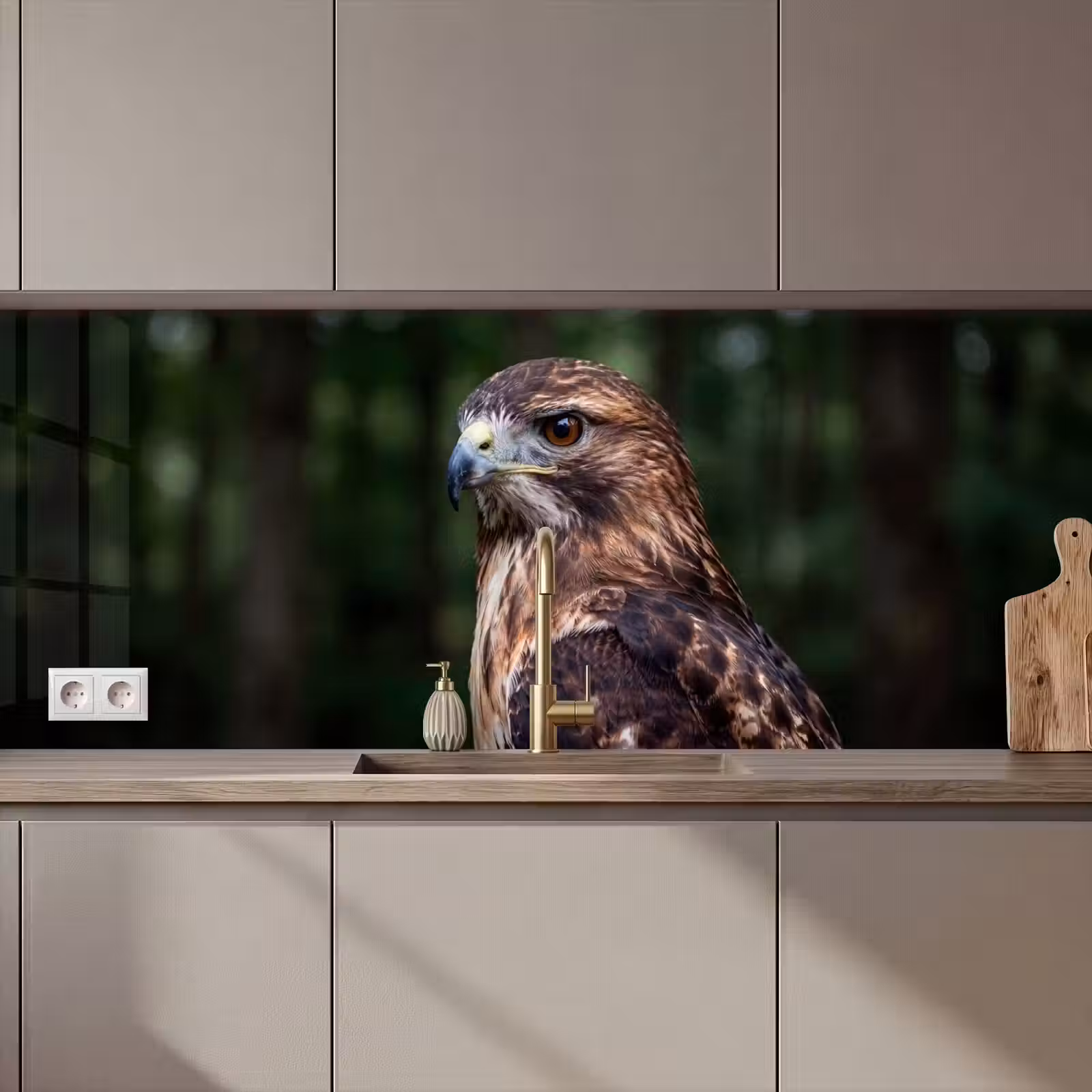 Keuken achterwand - Buizerd - Roofvogel - Natuur - Bruin — 1