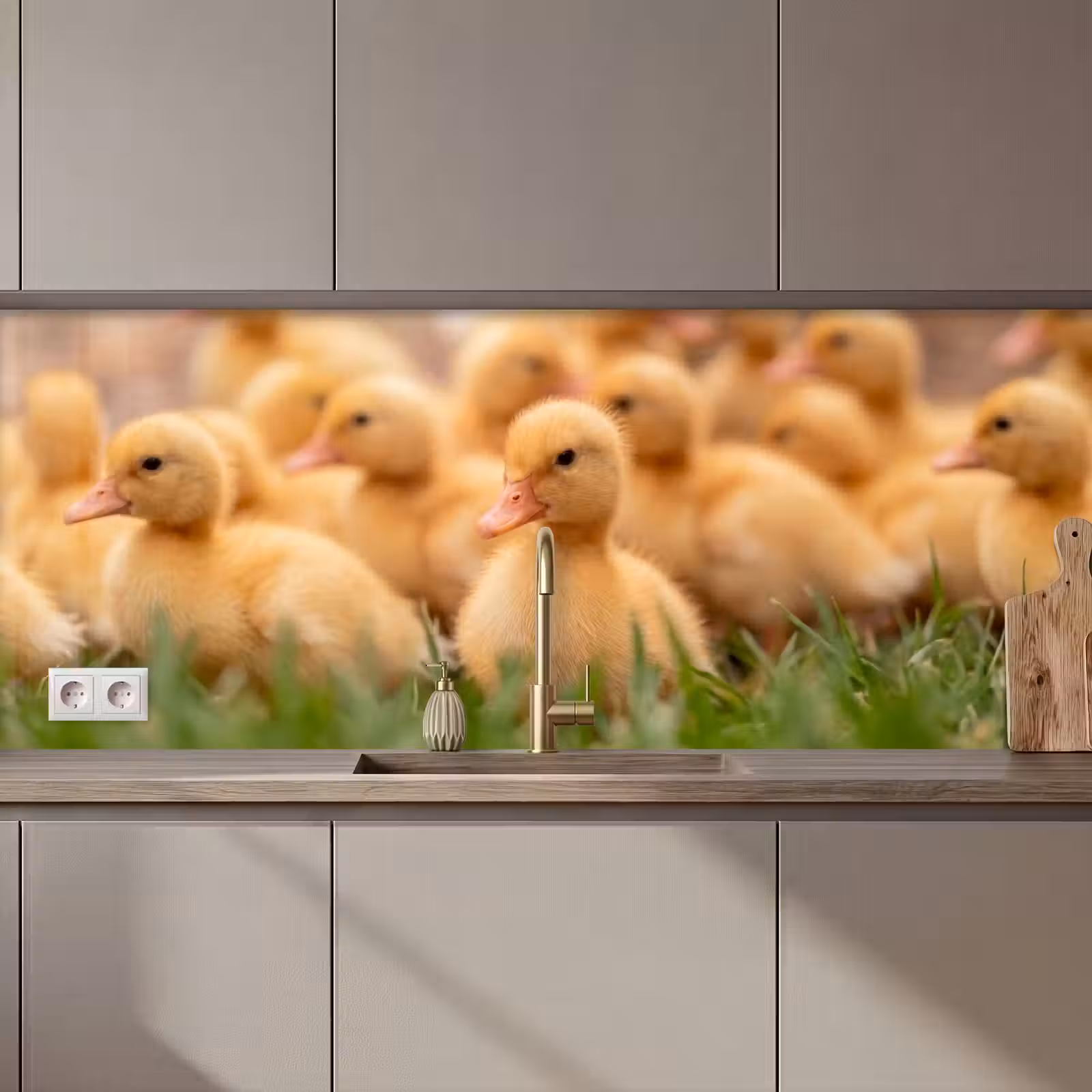 Keuken achterwand - Pijltje - Eend - Natuur - Geel — 1