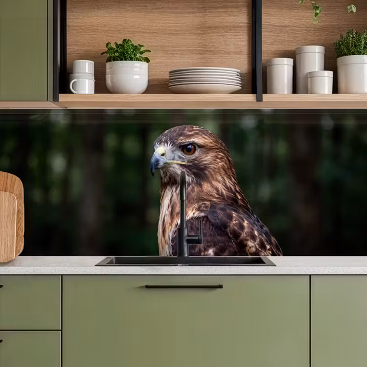 Keuken achterwand - Buizerd - Roofvogel - Natuur - Bruin — 8