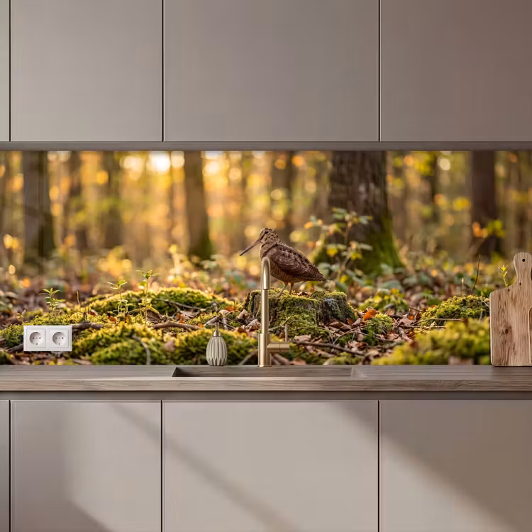 Keuken achterwand - Houtsnip - Bos - Bladeren - Herfst - Gecamoufleerd — 1