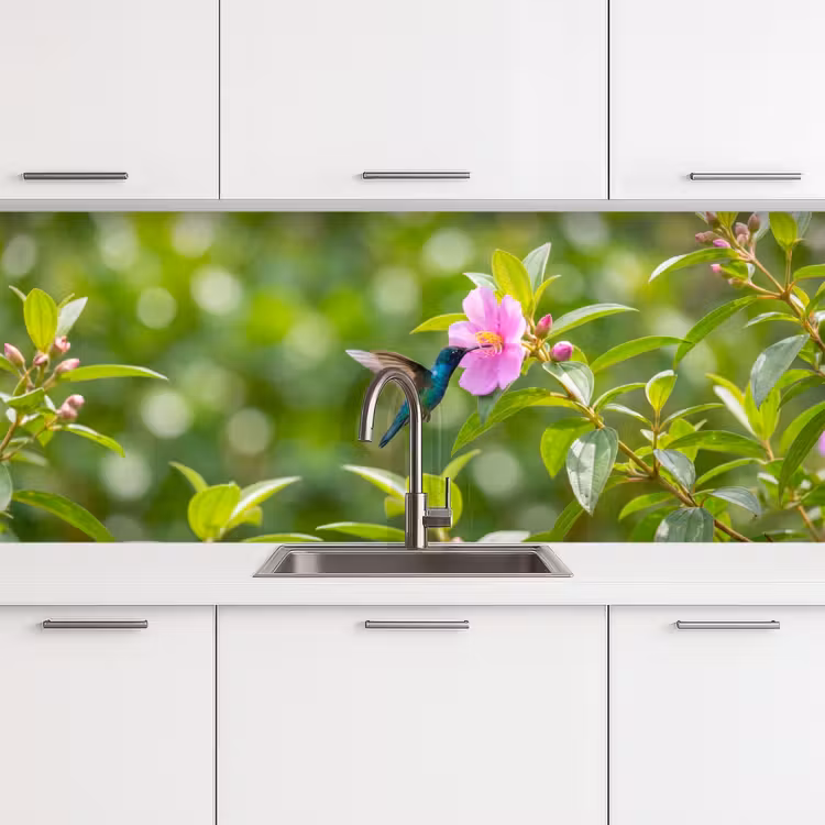 Keuken achterwand - Kolibrie - Bloem - Natuur - Groen — 4
