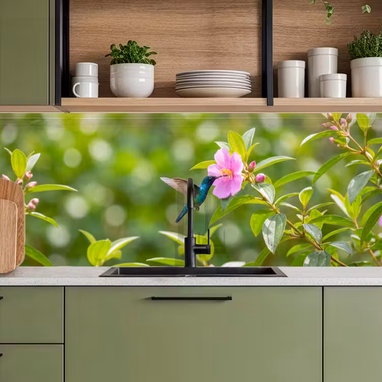 Keuken achterwand - Kolibrie - Bloem - Natuur - Groen — 8