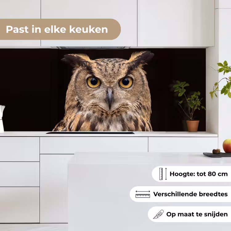Keuken achterwand - Oehoe - Uil - Portret - Bruin — 7