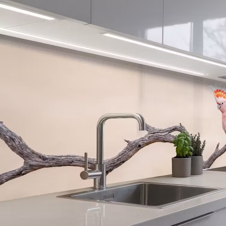 Keuken achterwand - Papagaai - Tak - Roze — 2