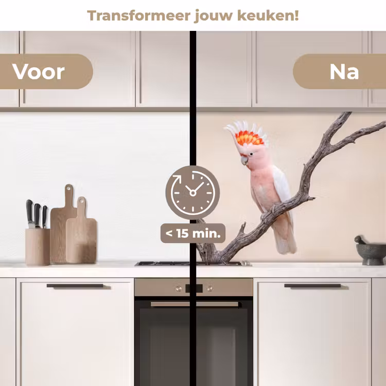 Keuken achterwand - Papagaai - Tak - Roze — 3