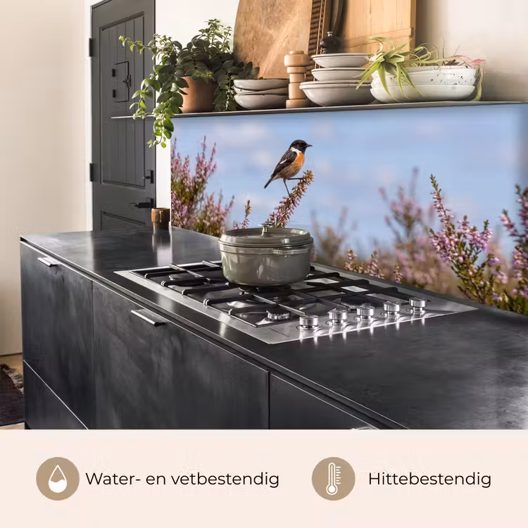 Keuken achterwand - Roodborsttapuit - Heide - Paars - Natuur - Sfeervol — 5