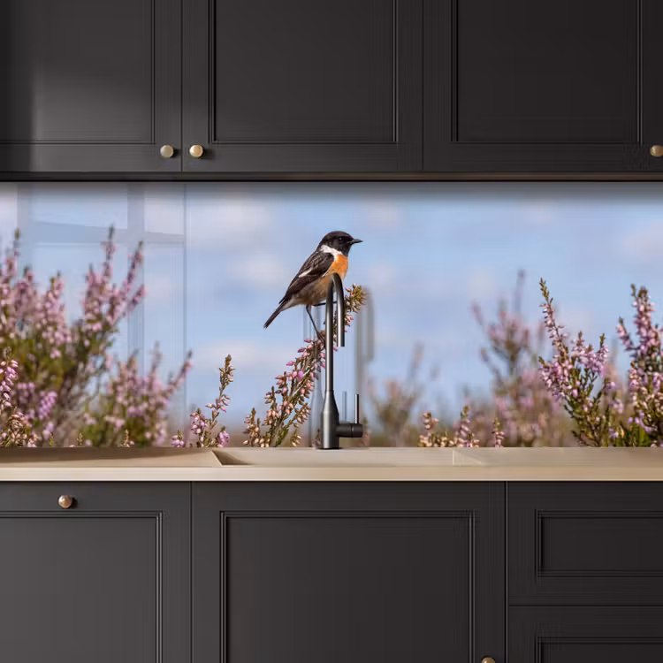 Keuken achterwand - Roodborsttapuit - Heide - Paars - Natuur - Sfeervol — 6