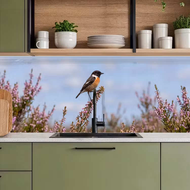 Keuken achterwand - Roodborsttapuit - Heide - Paars - Natuur - Sfeervol — 8