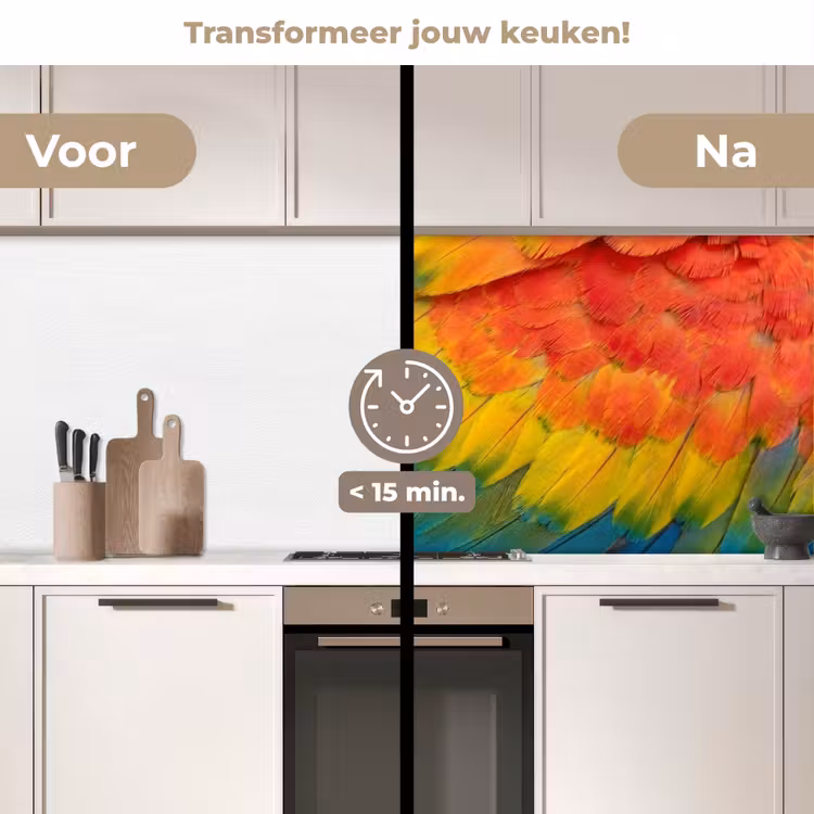 Keuken achterwand - Veren - Ara - Kleurrijk — 3