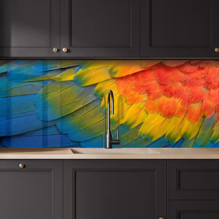 Keuken achterwand - Veren - Ara - Kleurrijk — 6