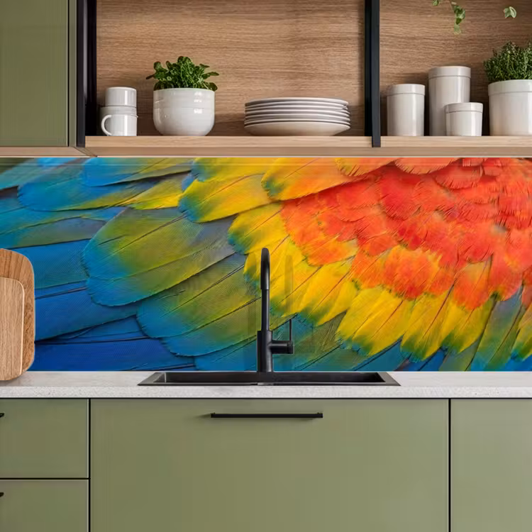 Keuken achterwand - Veren - Ara - Kleurrijk — 8