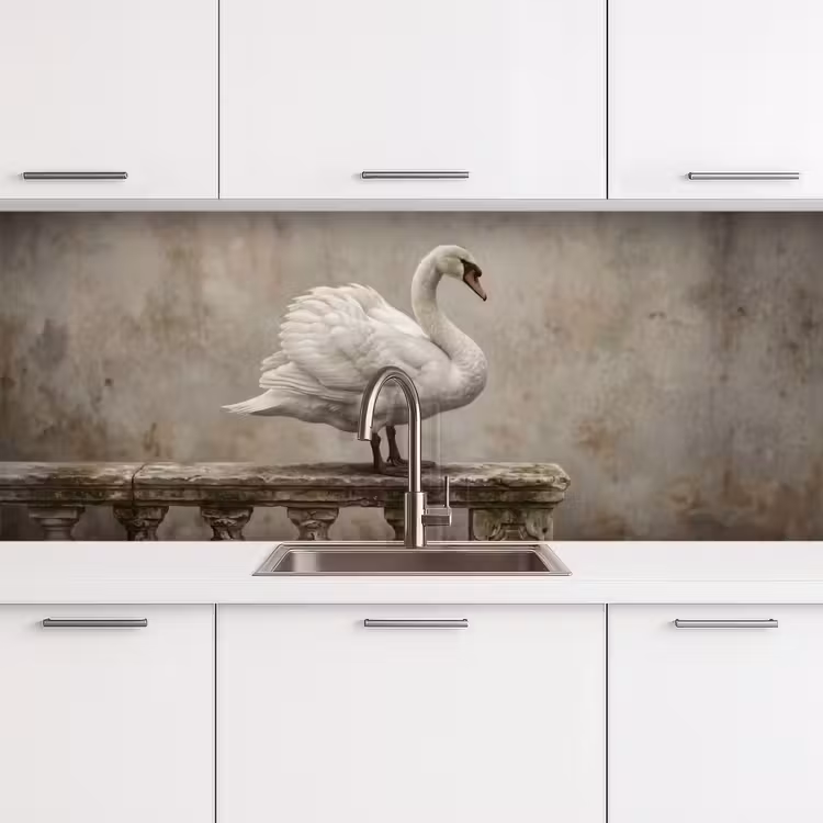 Keuken achterwand - Zwaan - Elegant - Dieren - Wit — 4